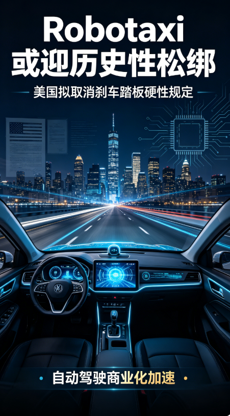 The United States has relaxed the requirements for brake pedals in driverless vehicles