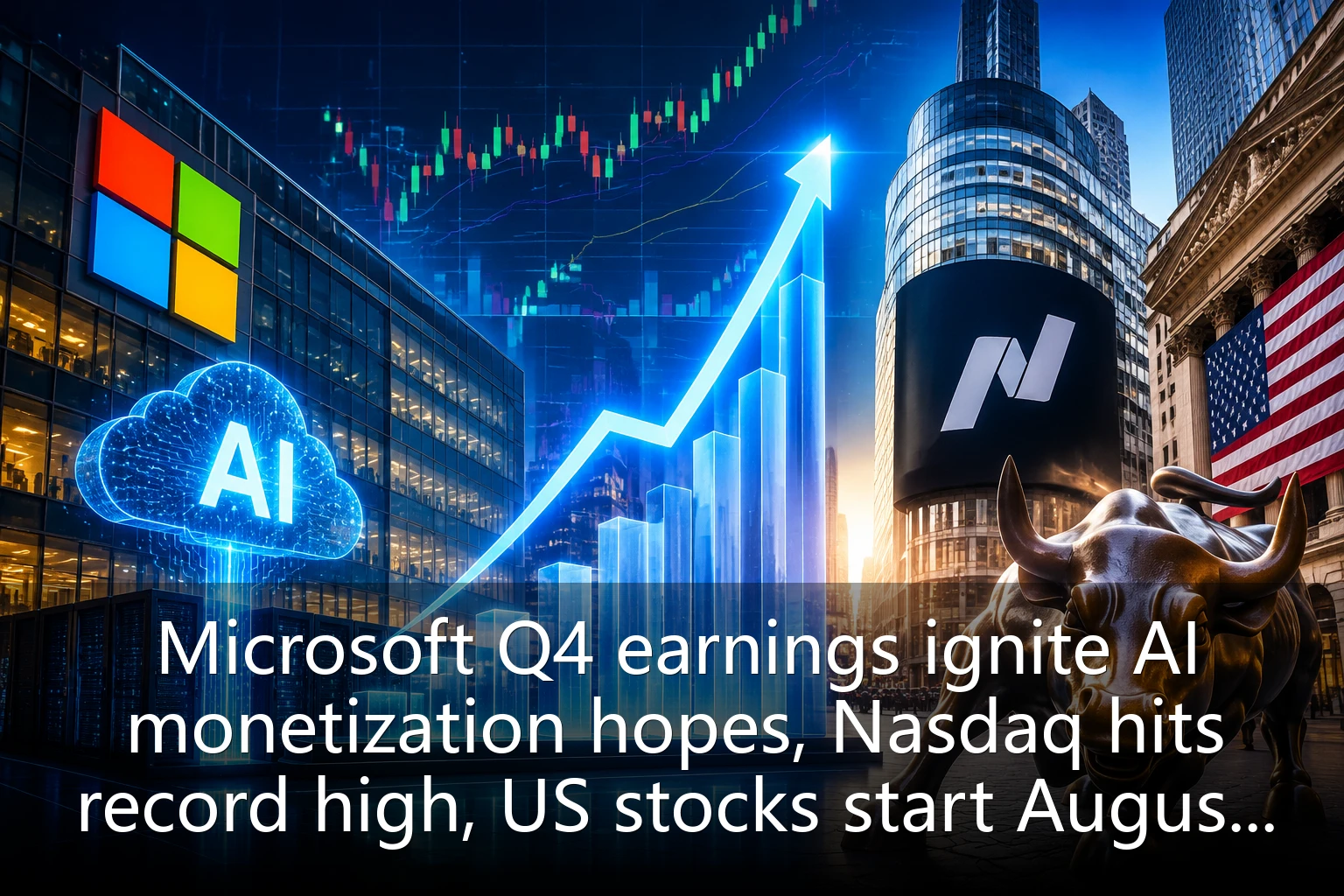 Microsoft Q4 earnings ignite AI monetization hopes, Nasdaq hits record high, US stocks start August strong