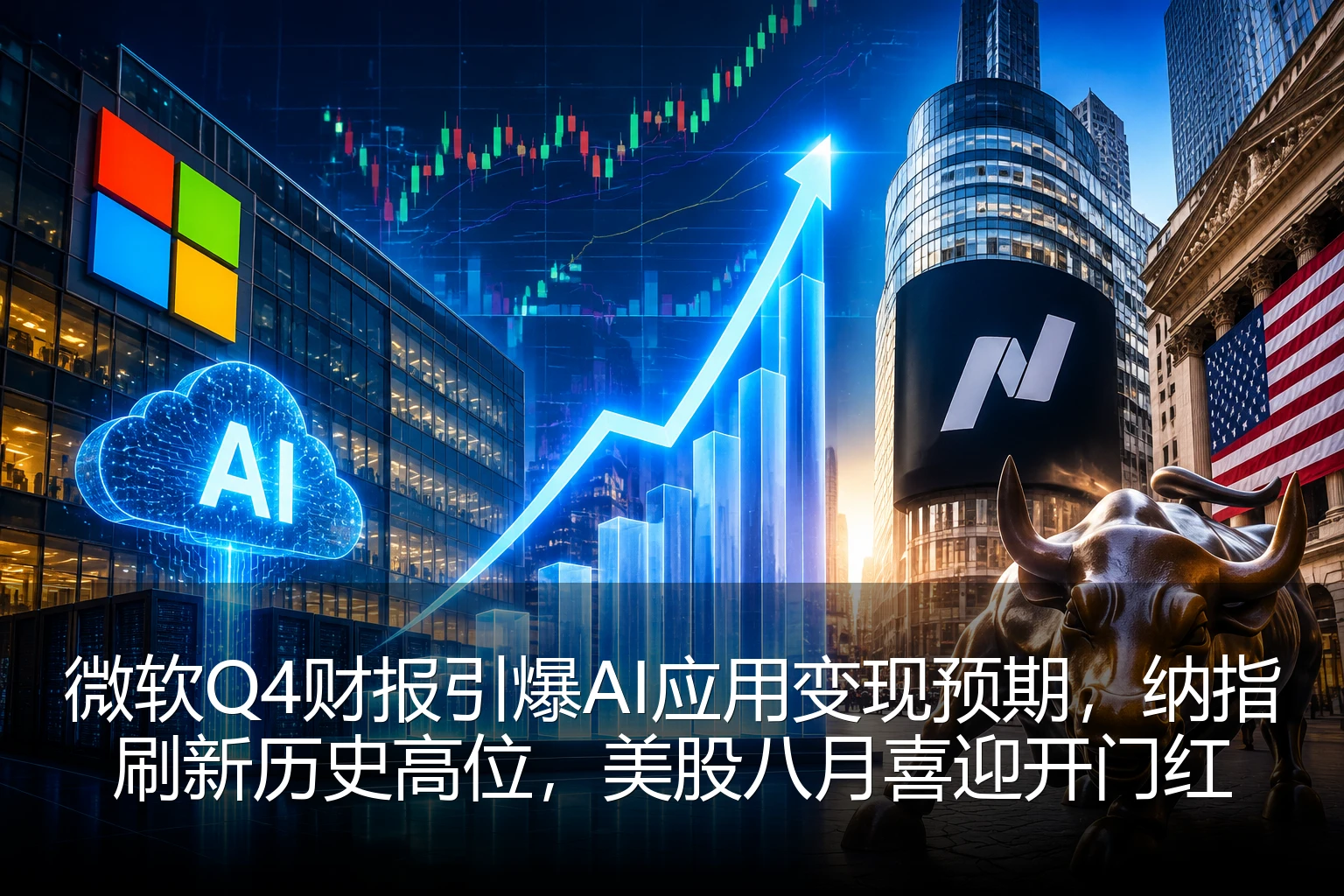 微软Q4财报引爆AI应用变现预期，纳指刷新历史高位，美股八月喜迎开门红